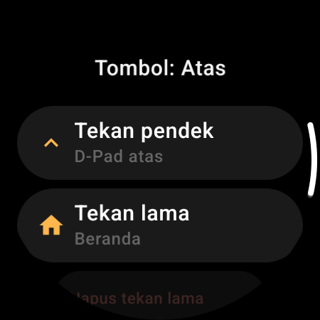 Pemetaan ulang tombol di remote TV smartwatch — aksi “Tekan pendek” dan “Tekan lama” terpisah untuk tombol Atas