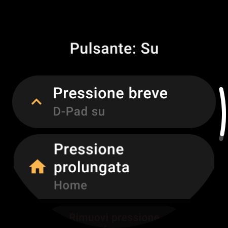 Riassegnazione dei pulsanti su un telecomando TV per smartwatch: azioni indipendenti per Pressione breve e Pressione prolungata sul pulsante Su
