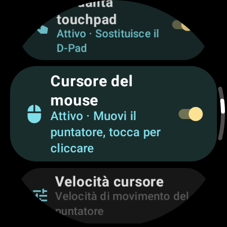 Cursore del mouse attivo con l’impostazione Velocità cursore sull’orologio