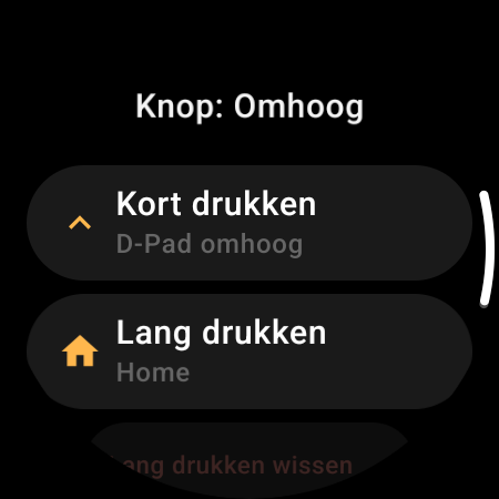 Knoppen opnieuw toewijzen op een smartwatch-afstandsbediening voor TV – aparte acties voor ‘Kort drukken’ en ‘Lang drukken’ op de knop Omhoog