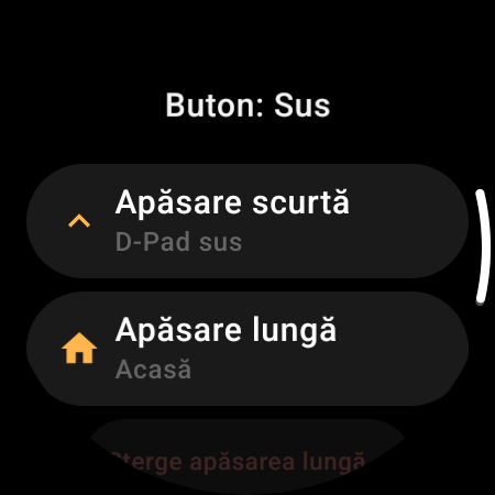 Remaparea butoanelor pe o telecomandă TV pentru ceas smart – acțiuni independente la Apăsare scurtă și Apăsare lungă pentru butonul Sus