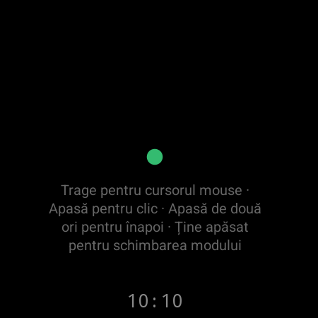 Modul mouse pe un ceas smart – trage pentru a muta cursorul pe televizor, apasă pentru clic